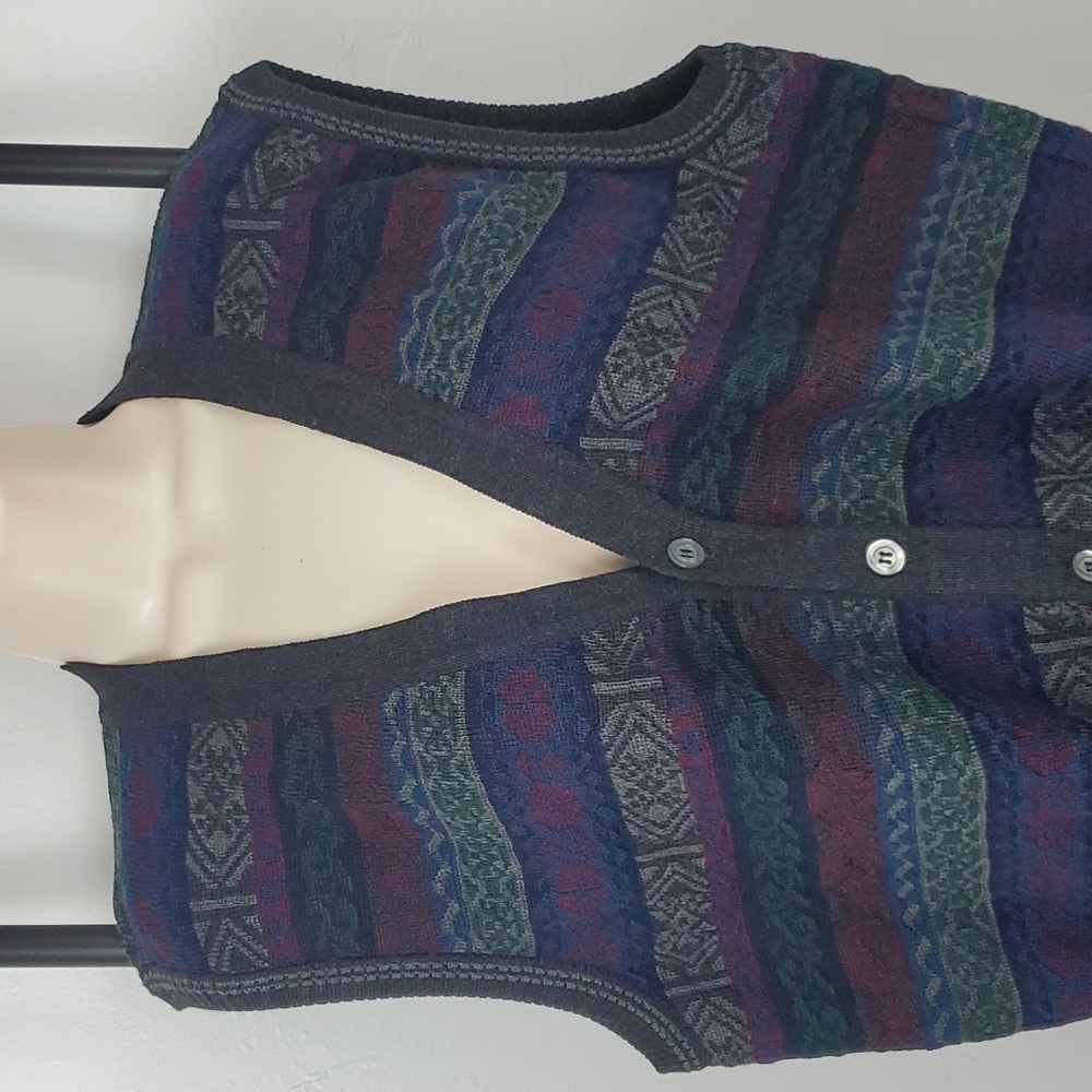 Harrods Knit Merino Wool Buttons Down Vest Men Size M View 2